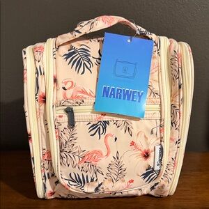 Floral Cosmetic Bag - Cream and Pink